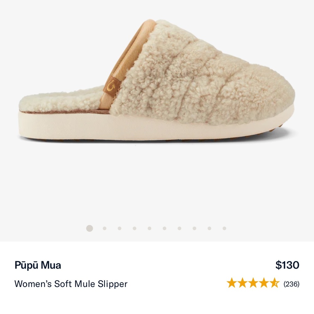 OluKai Püpü Mua Plush Mule Slipper in Cream & Tan